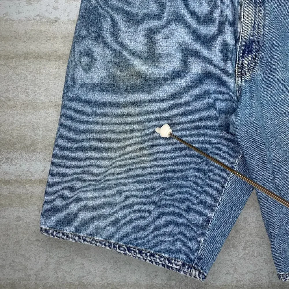 Vintage 90s Bugle Boy Carpenter Jean Shorts 42x13 Light Wash Denim 13
